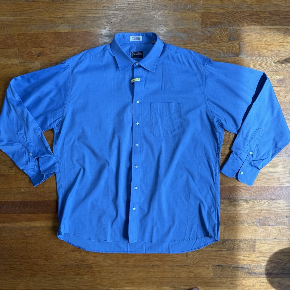 Vintage Gitman Bros Mens 18/36 Oxford Button Down Dress Shirt Blue USA 2x2 TTX